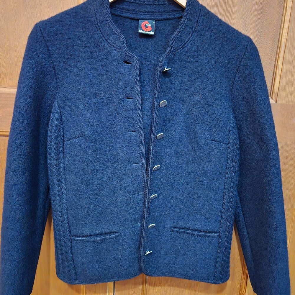 Giesswein Austria Women's Boiled Wool Black Jacket Size EU 40 Large